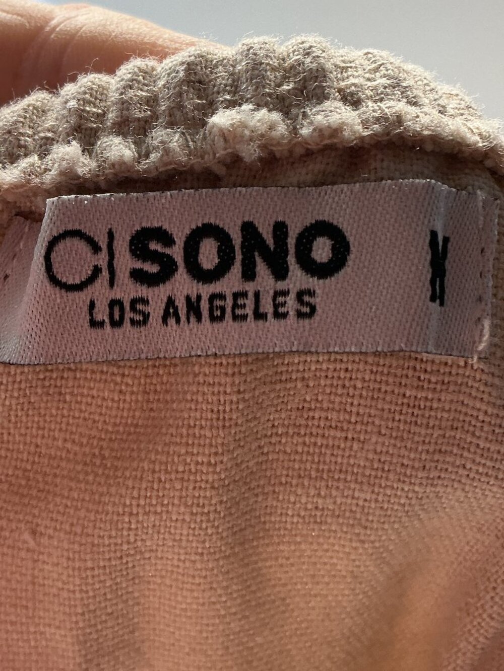 CI SONO Los Angeles Linen Blend Ruffle Wide Leg Jumpsuit Khaki Coastal Boho M - Picture 7 of 10